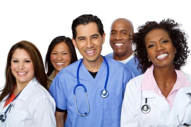 Healthcare workers smiling