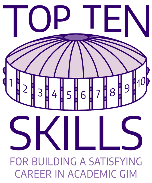 Logo in purple text and lines: Top Ten Skills for Building a Satisfying Career in Academic GIM