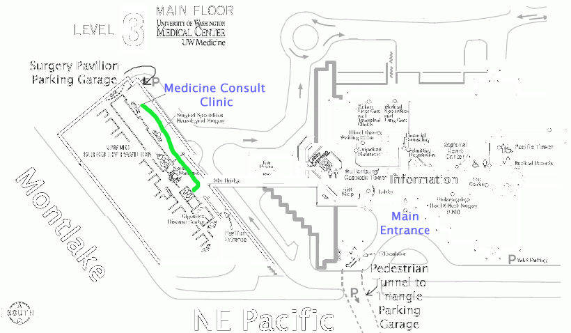 Medicine consult clinic map from surgery