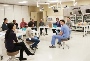 Medical students receiving instruction
