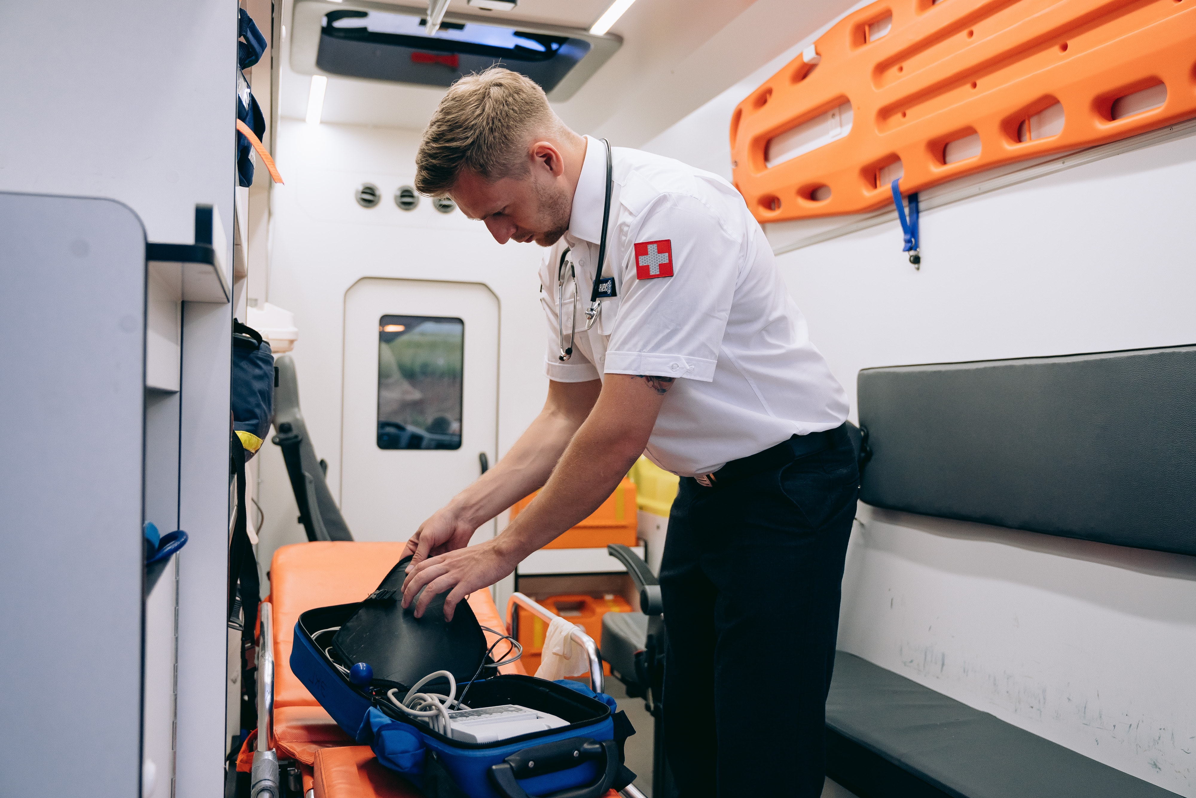 Paramedic in truck